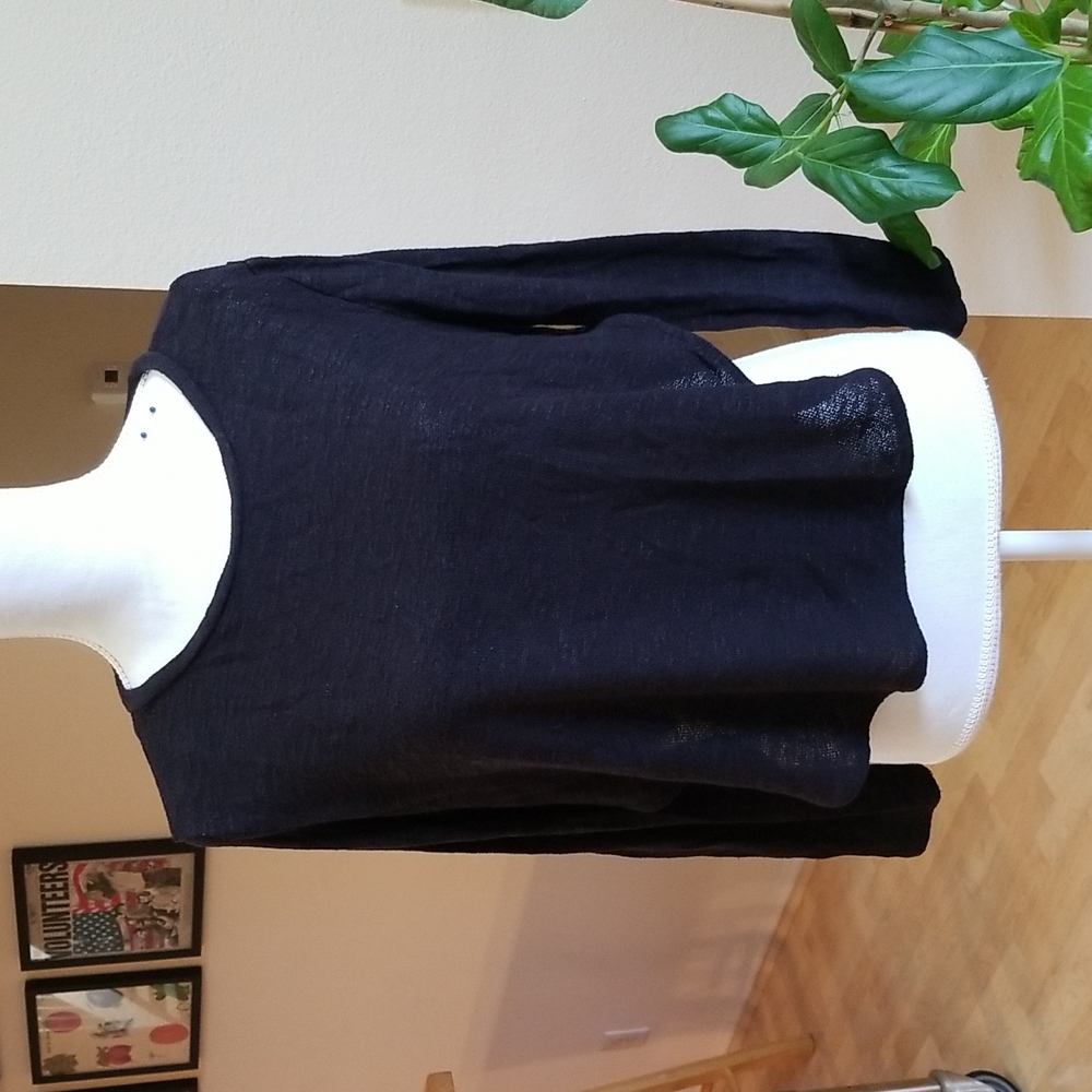 H&M Black Semi Sheer Long Sleeve Top